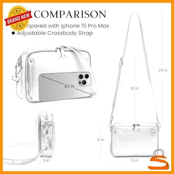 Genuine Leather Crossbody Bag with RFID Wallet, Adjustable Strap - Picture 6 of 7